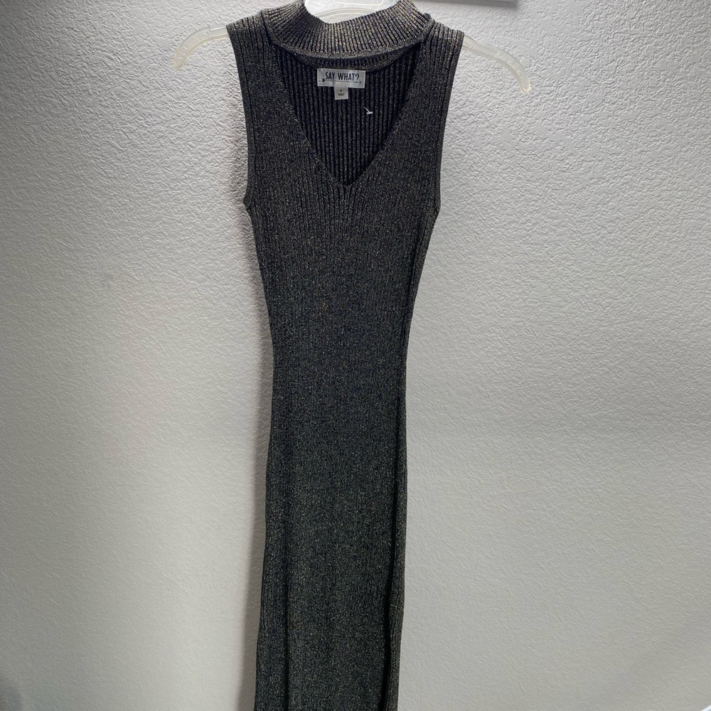 Say What - metallic rib knit dress